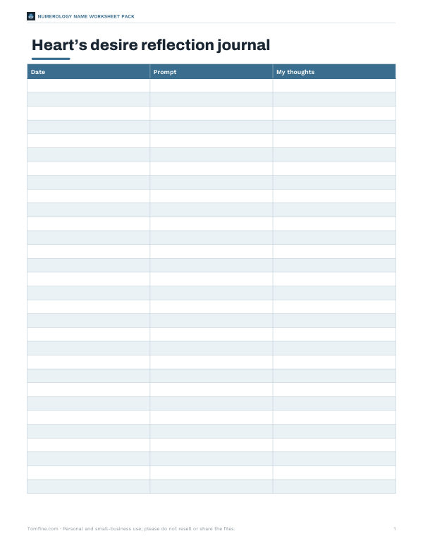Preview of Printable Heart’s Desire Reflection Journal